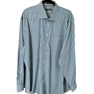 Peter Millar Long Sleeve Shirt‎ Men’s XXL Blue Green Striped Button Down